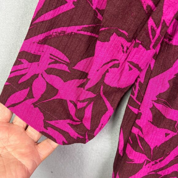 Soft Surroundings Blouse Women Small Fuchsia Pink Tropical Oceo Gauze Top - Picture 3 of 11